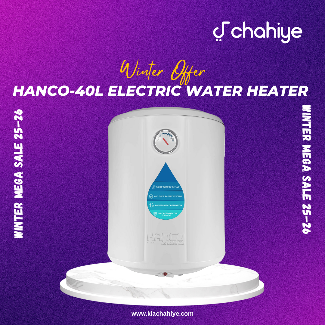 40LElectric Water Heater.png Hanco 40L Semi Instant Electric Water Heater – Smart Geyser with Energy Saving & Temperature Control - Image 1