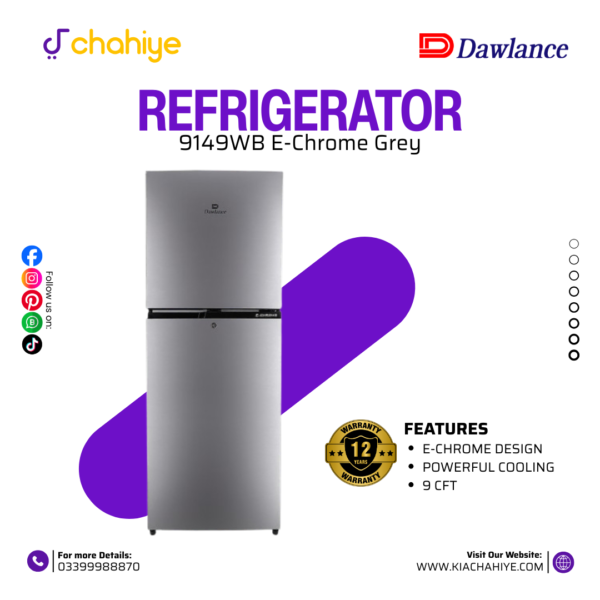 Dawlance 9 CFT 9149WB E-Chrome Grey Refrigerator