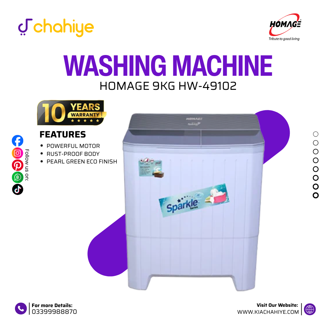 Homage 9KG HW-49102 Washing Machine Homage 9KG HW-49102 Washing Machine