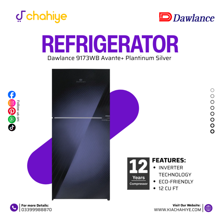 Dawlance 9173WB 12 Cu Ft Avante+ Platinum Silver Inverter Refrigerator