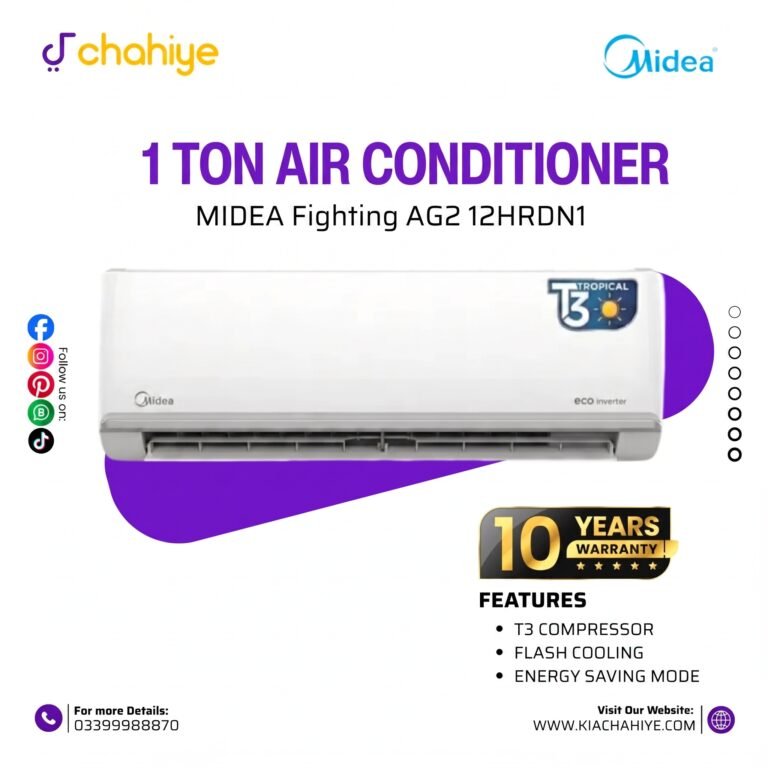 Midea 1 Ton 12HRDN1 AG2 Fighting Inverter Split AC - Heat & Cool, T3 Compressor