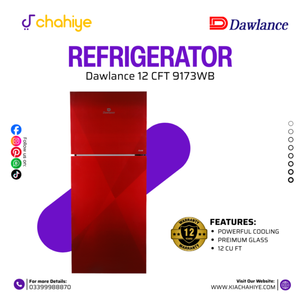Dawlance 9173WB 12 CFT Coral Red Refrigerator