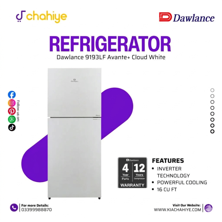 Dawlance 9193LF Avante+ Cloud White Fridge