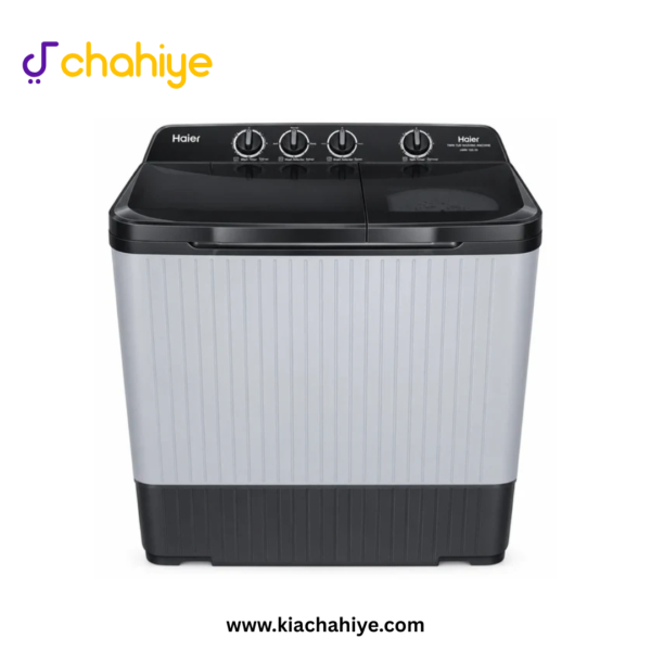 Haier 13 Kg Grey and Green Semi-Automatic Twin Tub Washing Machine - HTW 130-178 G Wash & Spin - 10 Years Motor Warranty