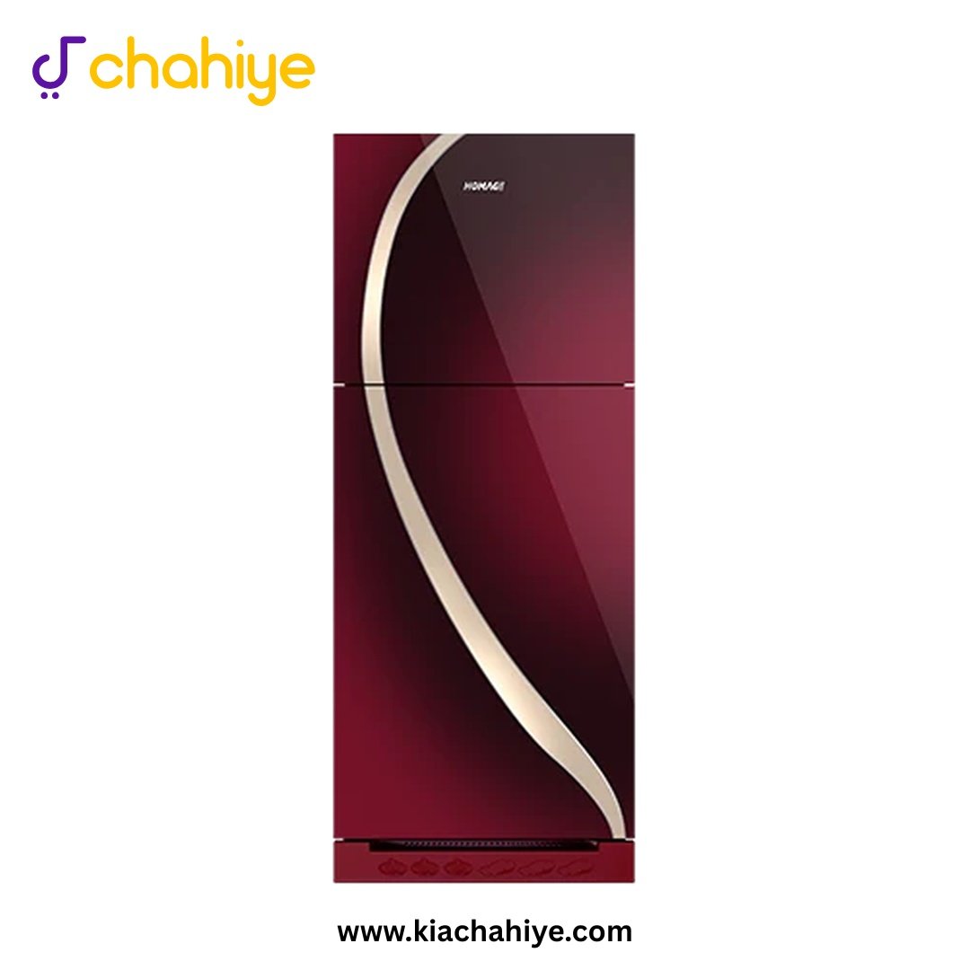 HRF_47552_MAROON_1 Homage 15 Cu Ft Maroon Glass Door Direct Cool Non-Inverter Refrigerator - HRF-47552GD MRG New Crystal - Lifetime Compressor Warranty - Image 1